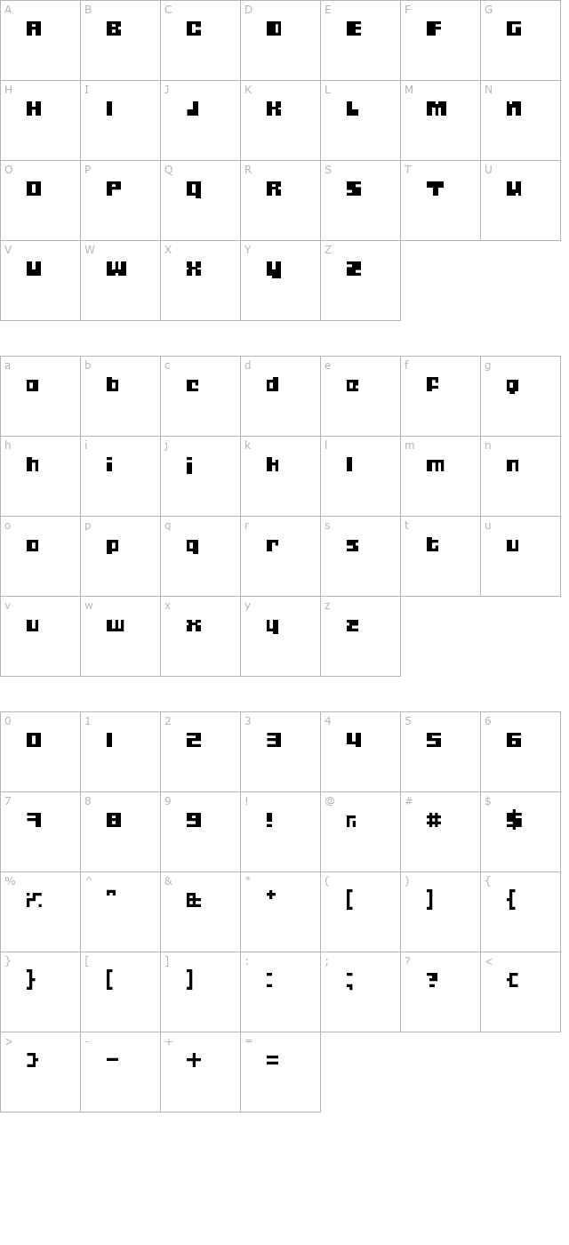 Gubblebum BlacknBlocky character map