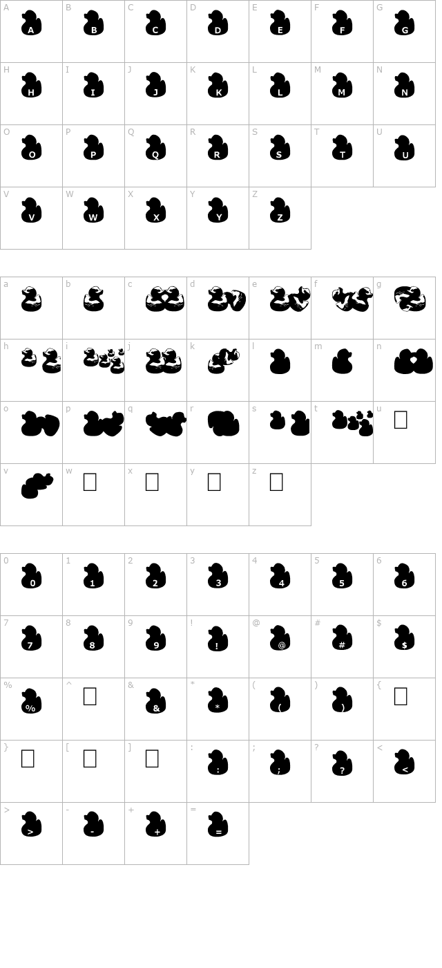 Gugli Ducky Rubber character map