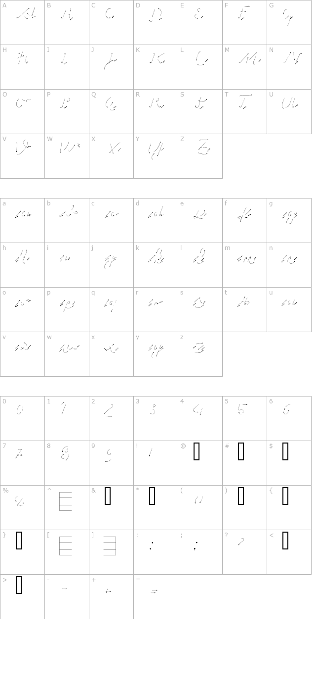 HANDROAD character map