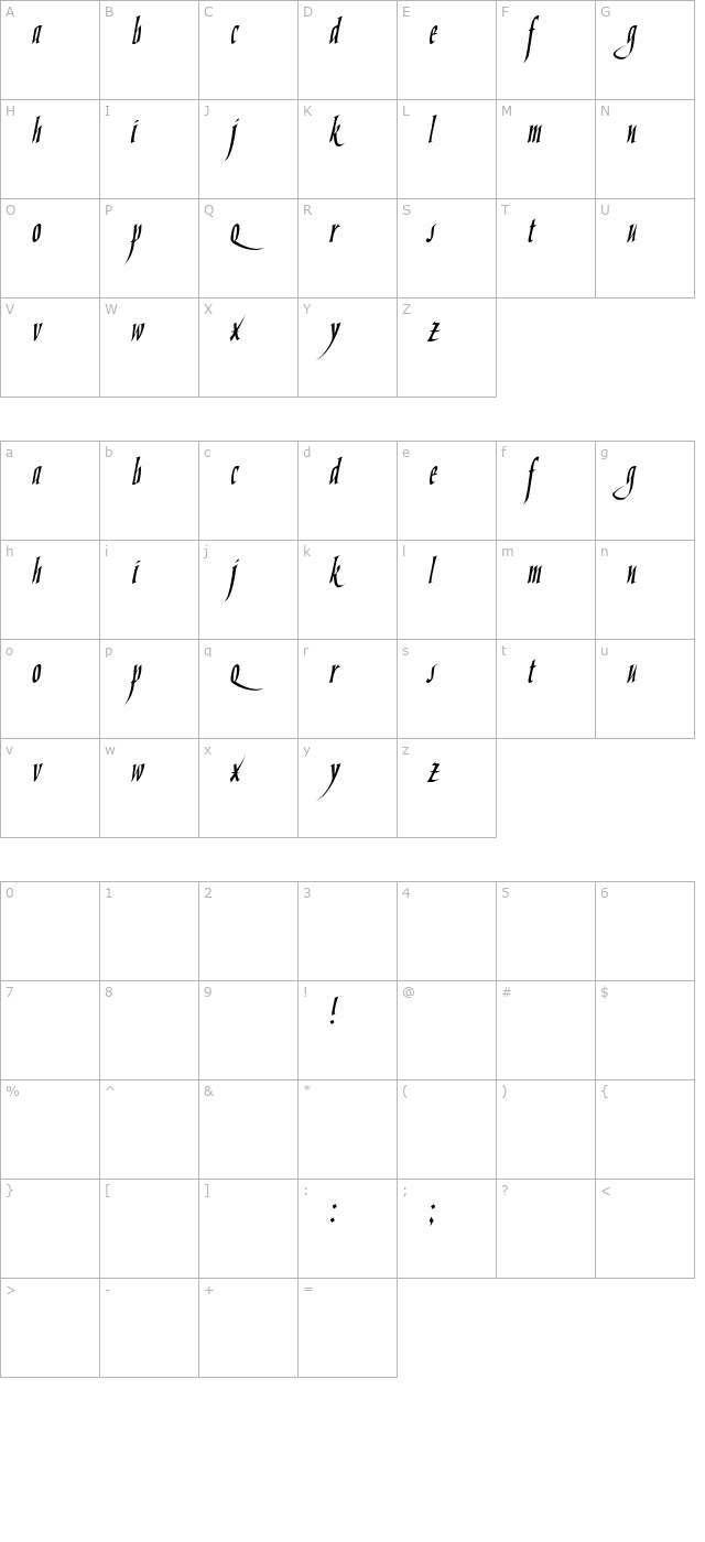 handskriptone-otf character map