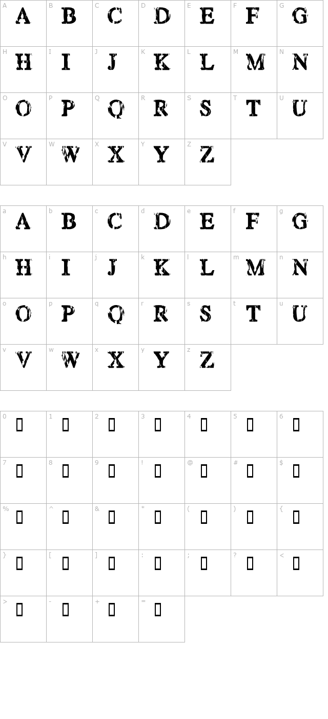 Happy Daze character map