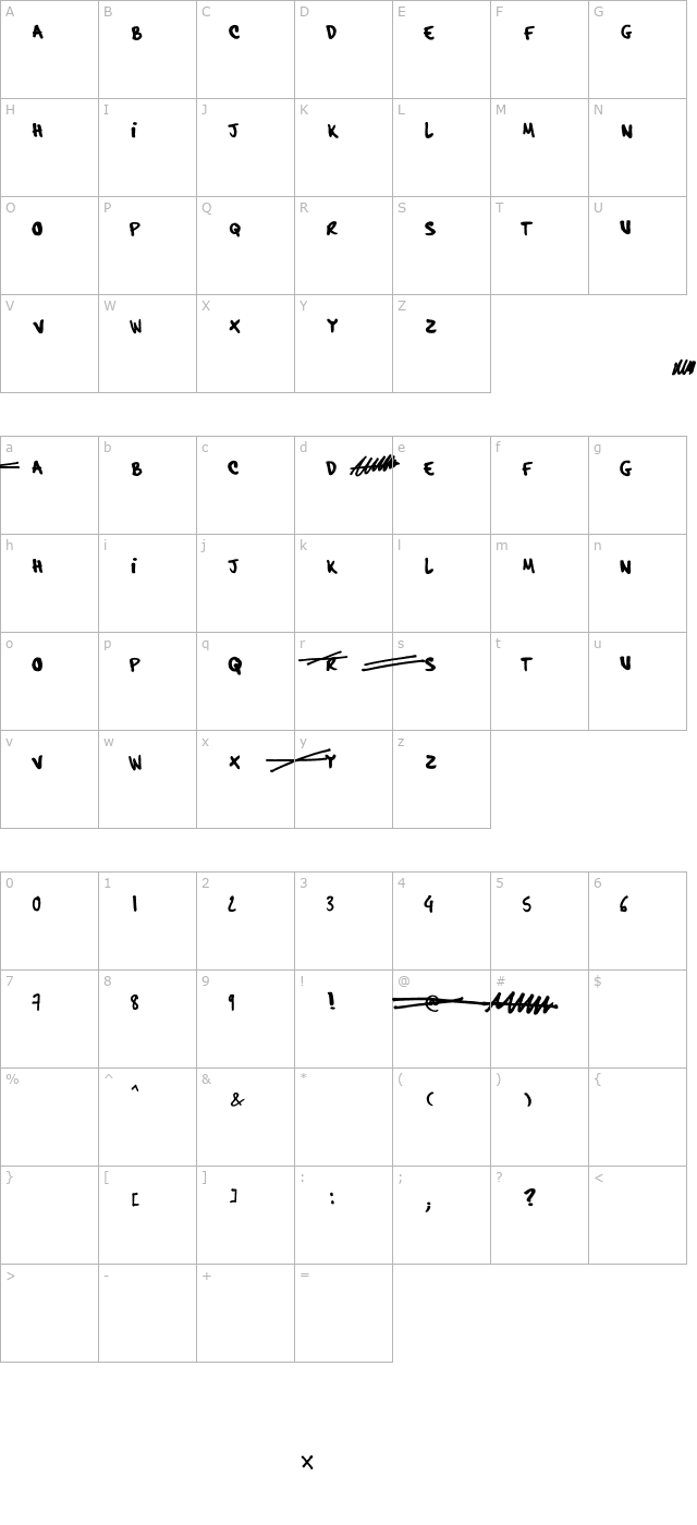 hardcore-pen-alternate character map