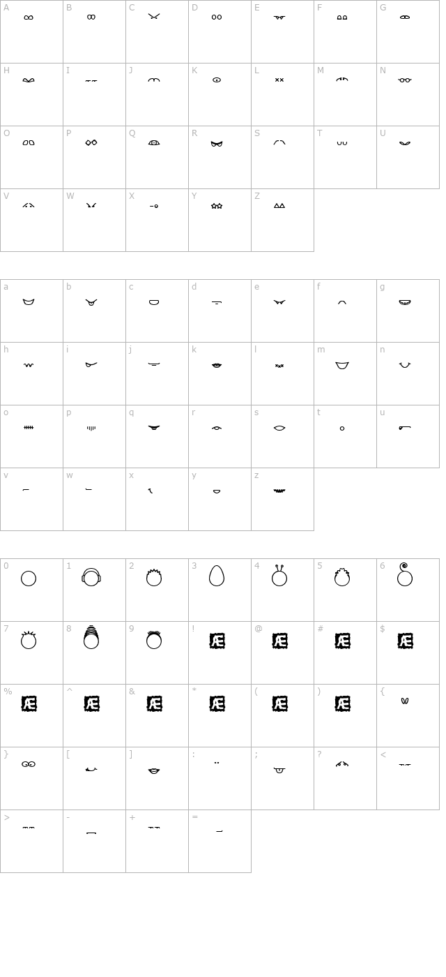 Head Ding Maker character map