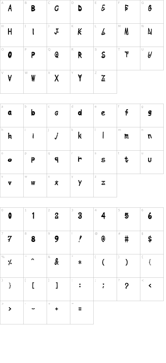 heart-emboss character map