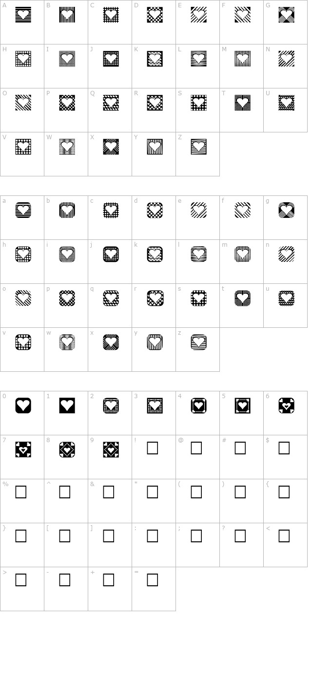 Heart Things 2 character map