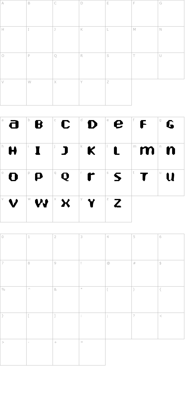 Heartely Fontely character map