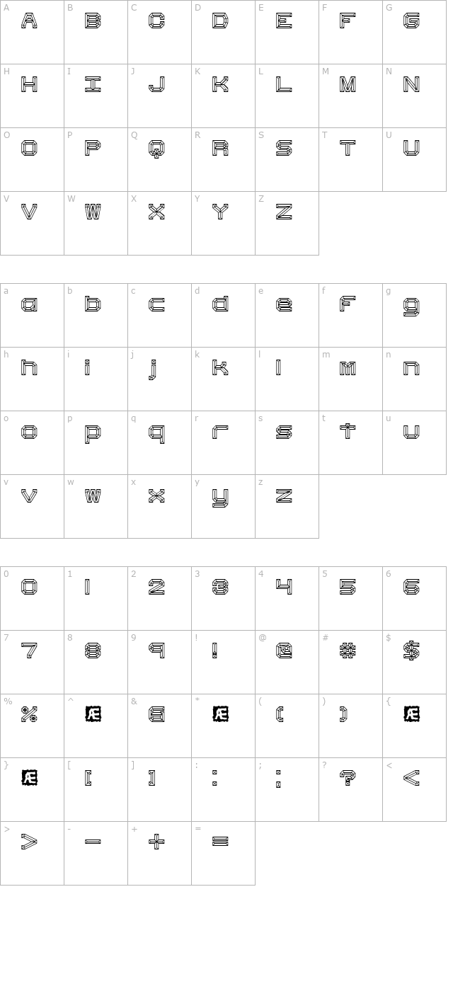 Heavy Bevel character map