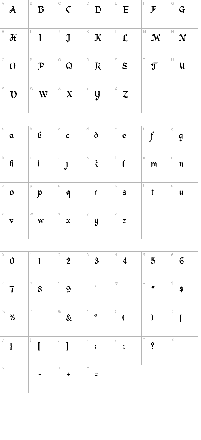 Heidelbe-Normal character map