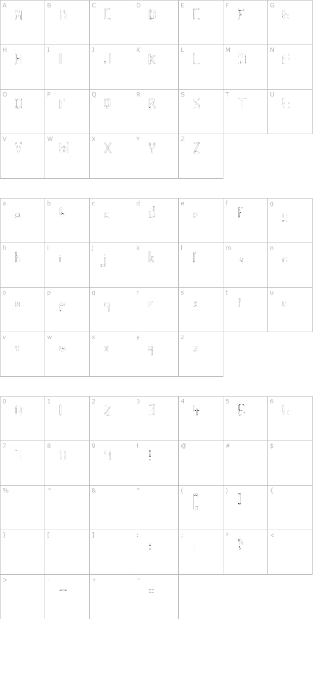 HelenBrown Outline character map