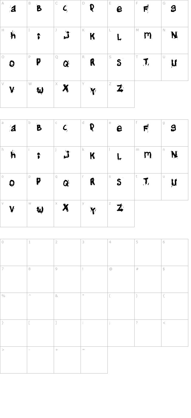 Helifonter character map