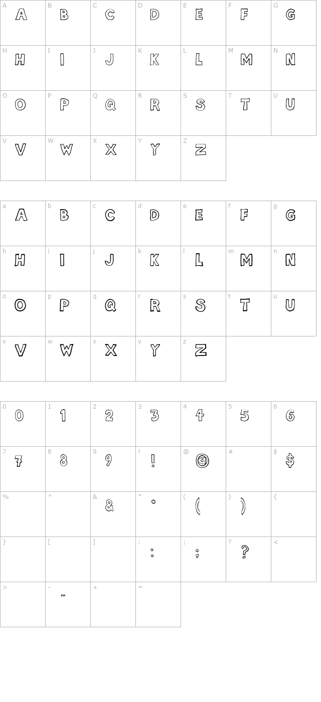 hellafont character map