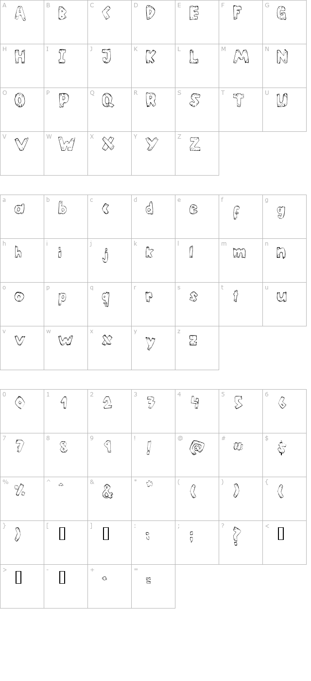 helter-skater character map