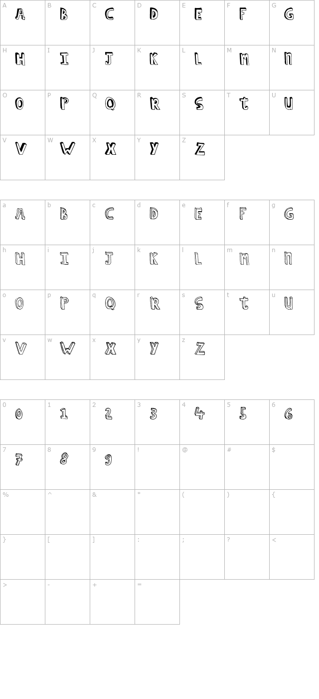 hildeCAPS OTF character map