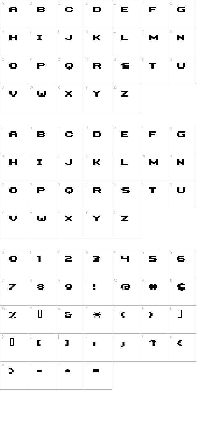 HILOGINBOLD character map