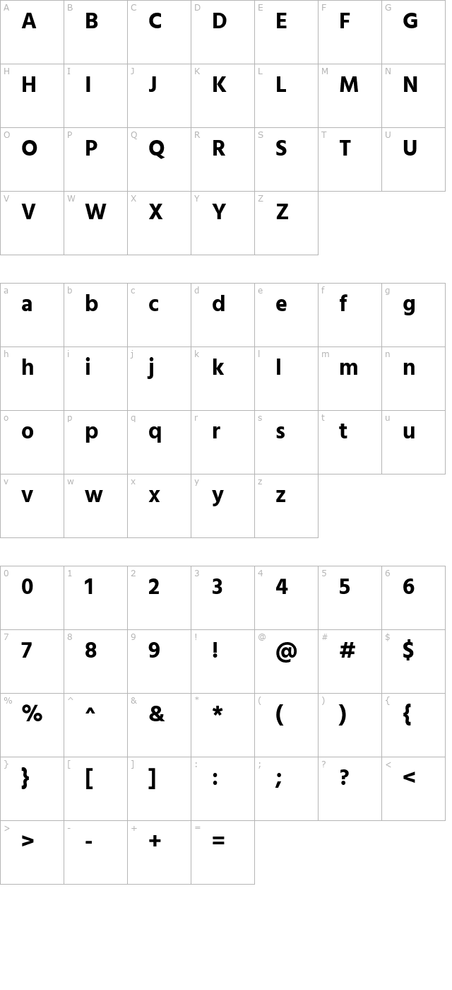 hind-bold character map