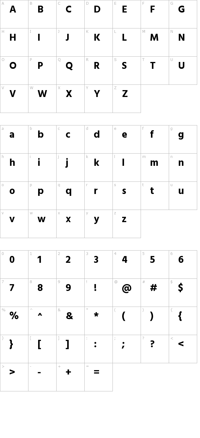 Hind Mysuru Bold character map