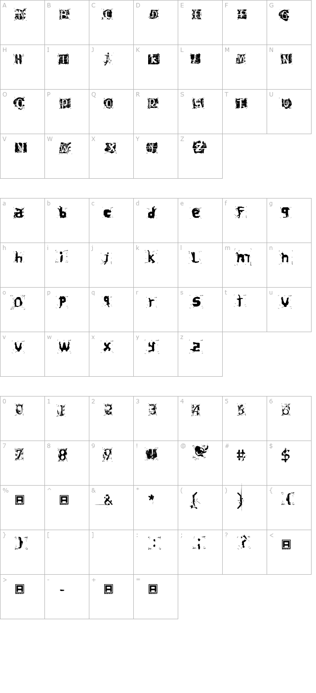 Hiroformica character map