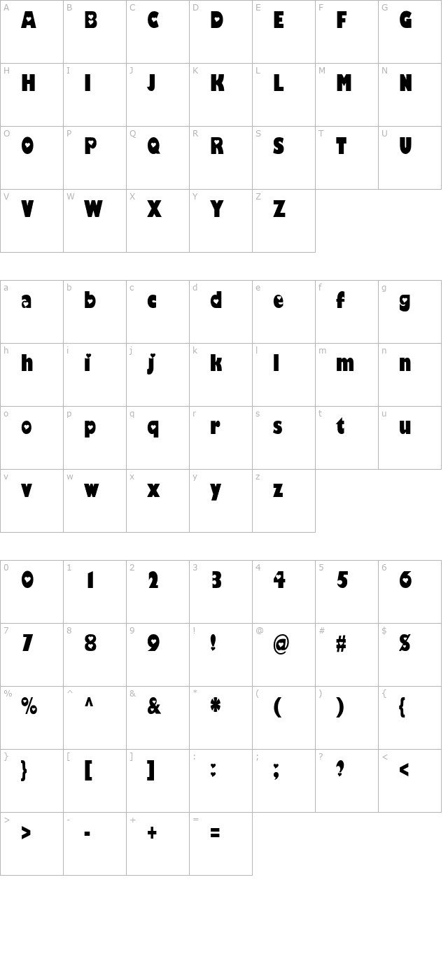 Hole-Hearted character map