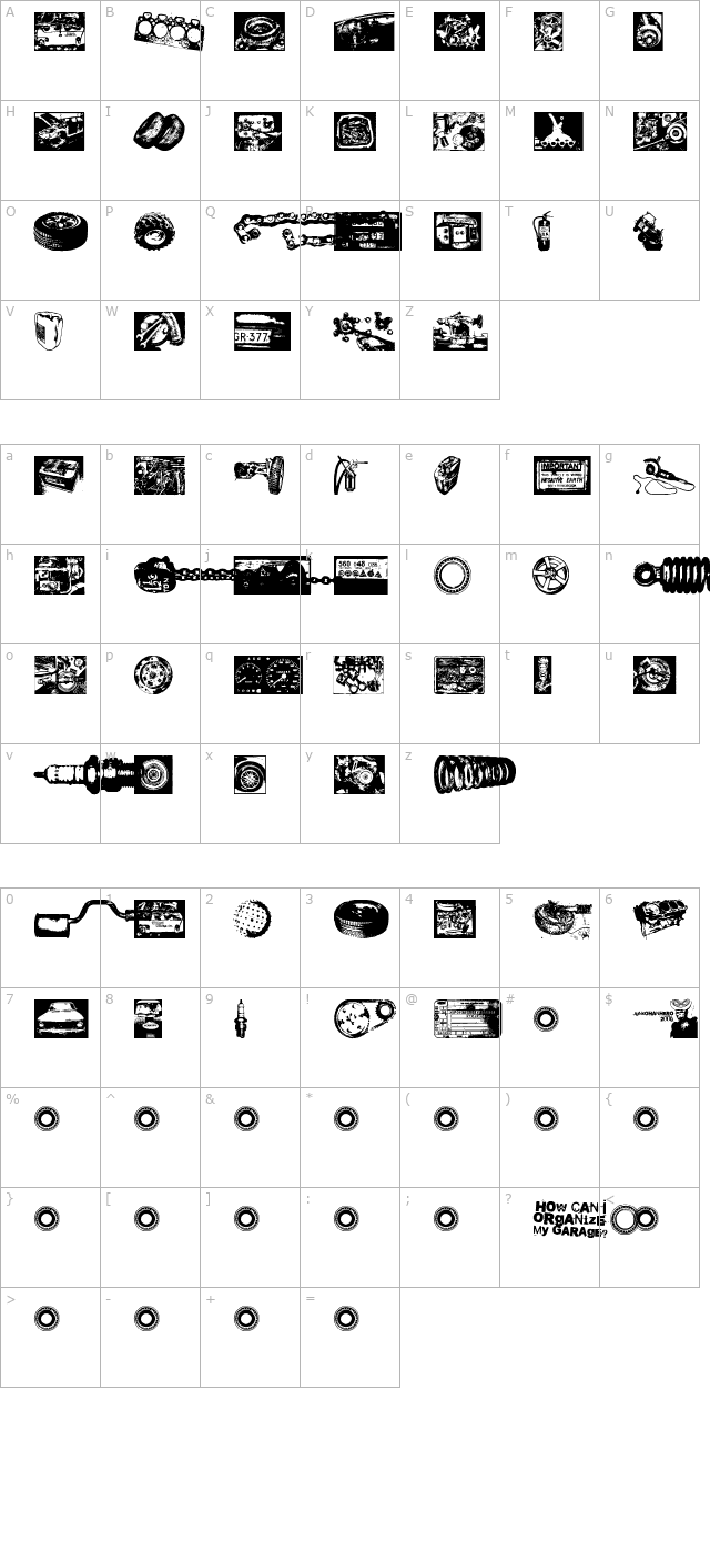 How Can I Organize My Garage? character map