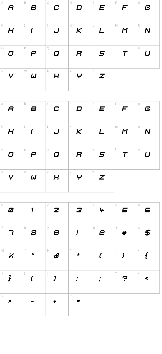 ignis-et-glacies-extra-sharp-bolditalic character map