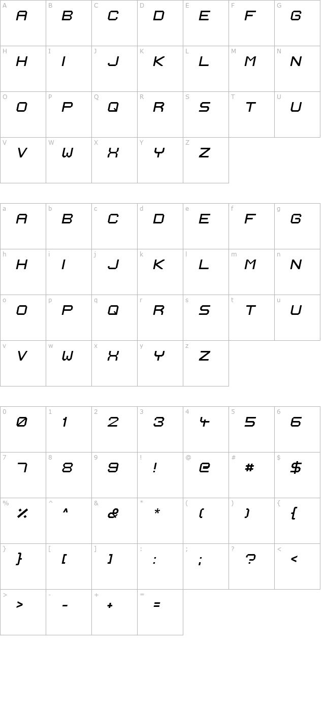 ignis-et-glacies-extra-sharp-italic character map