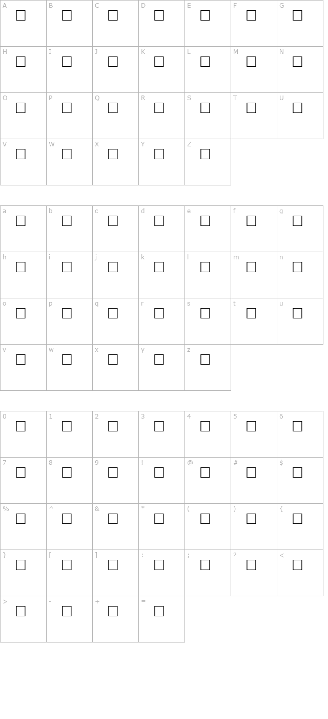 imagemaker-regular character map