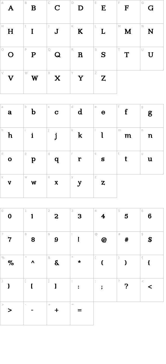 imprimerie-bold character map