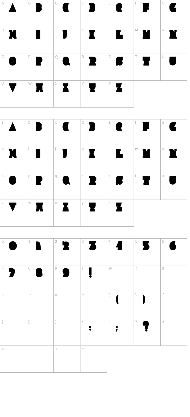 Improlija character map