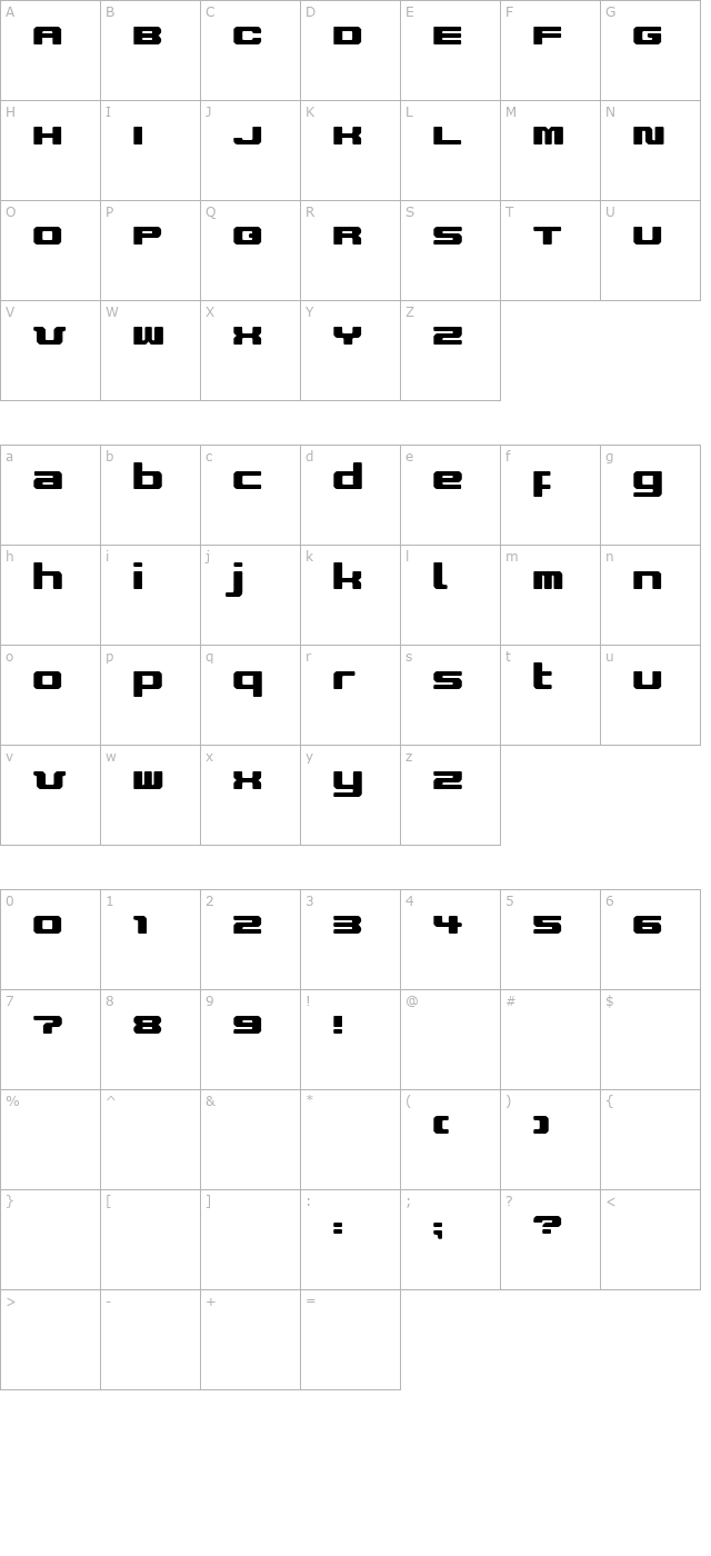 Improvise V9 character map