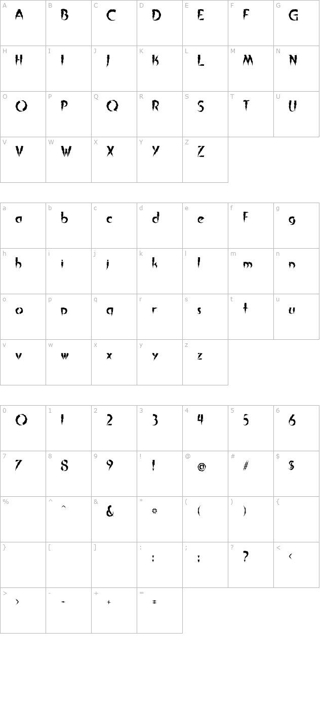 in-a-flash character map