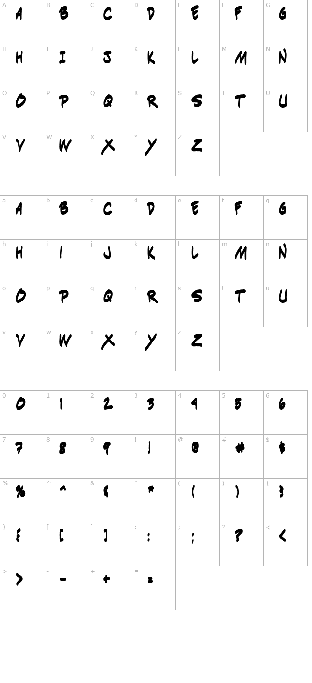 Indie Komiks Sketch Bold character map