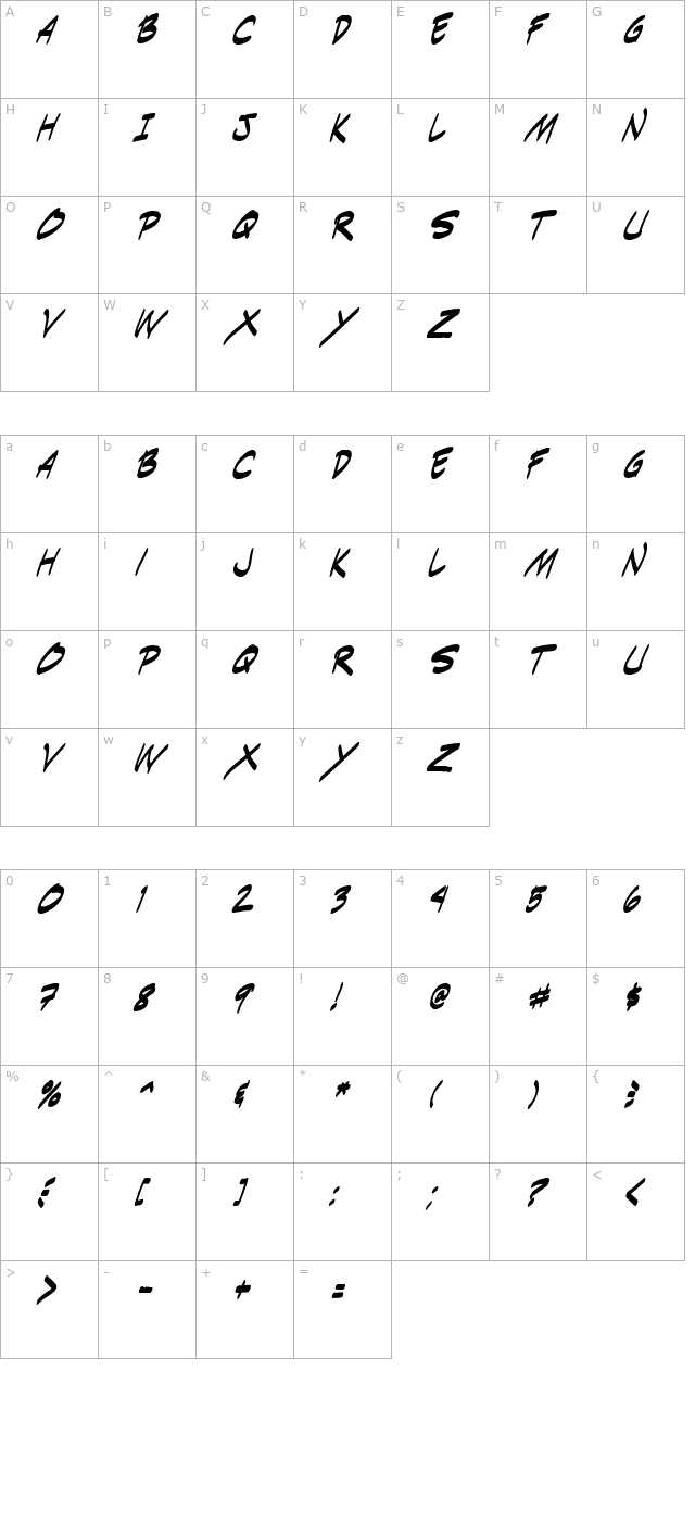 indie-komiks-sketch-italic character map