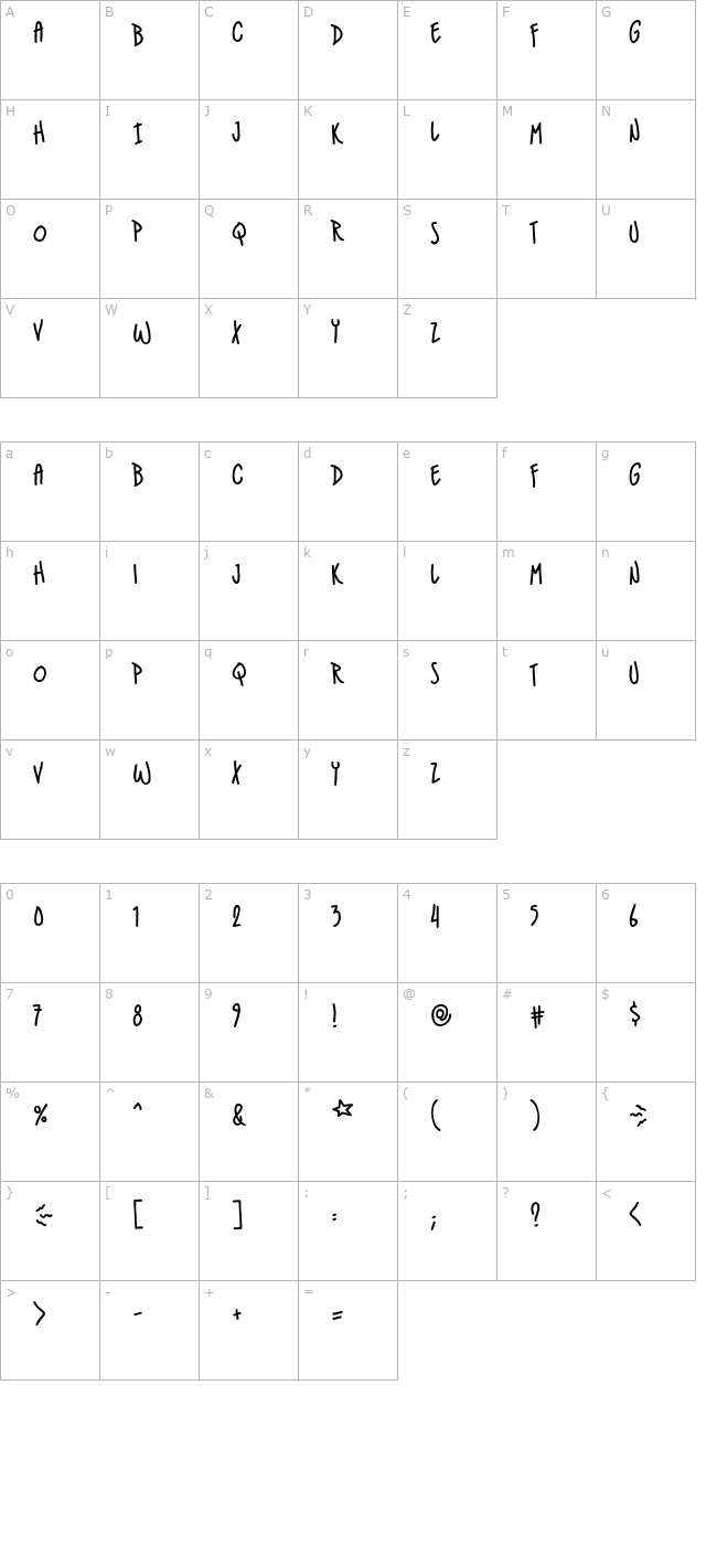 indiestar-bb-otf character map