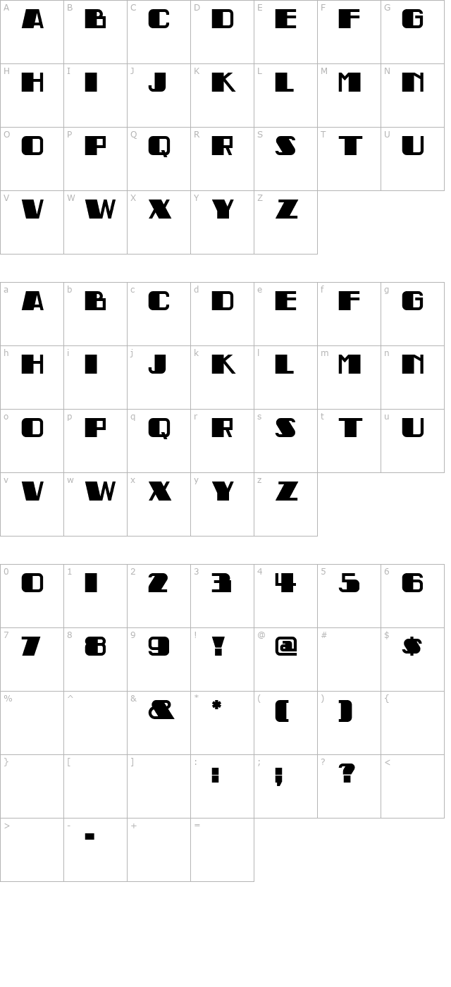 indochine-nf character map