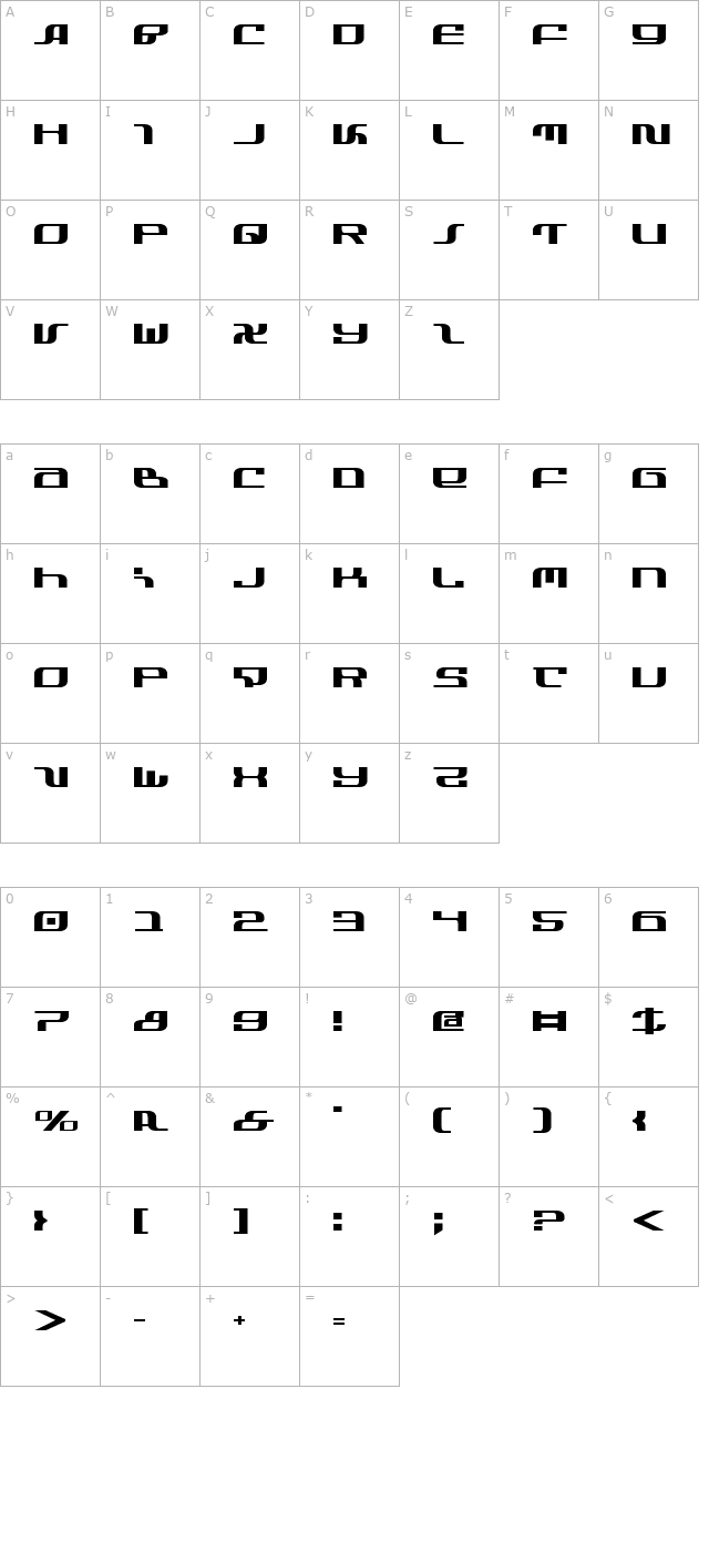 Infinity Formula Expanded character map