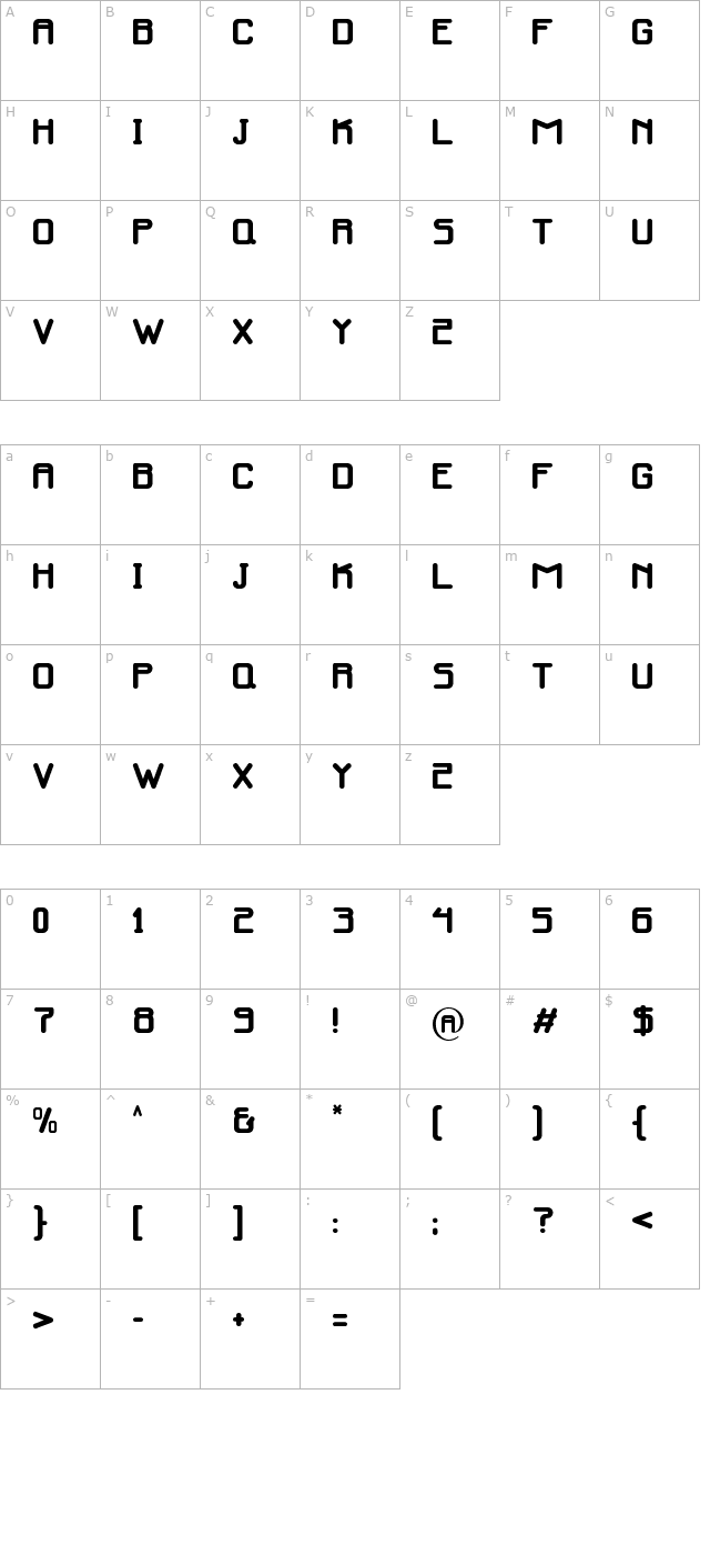 Infinity Media character map