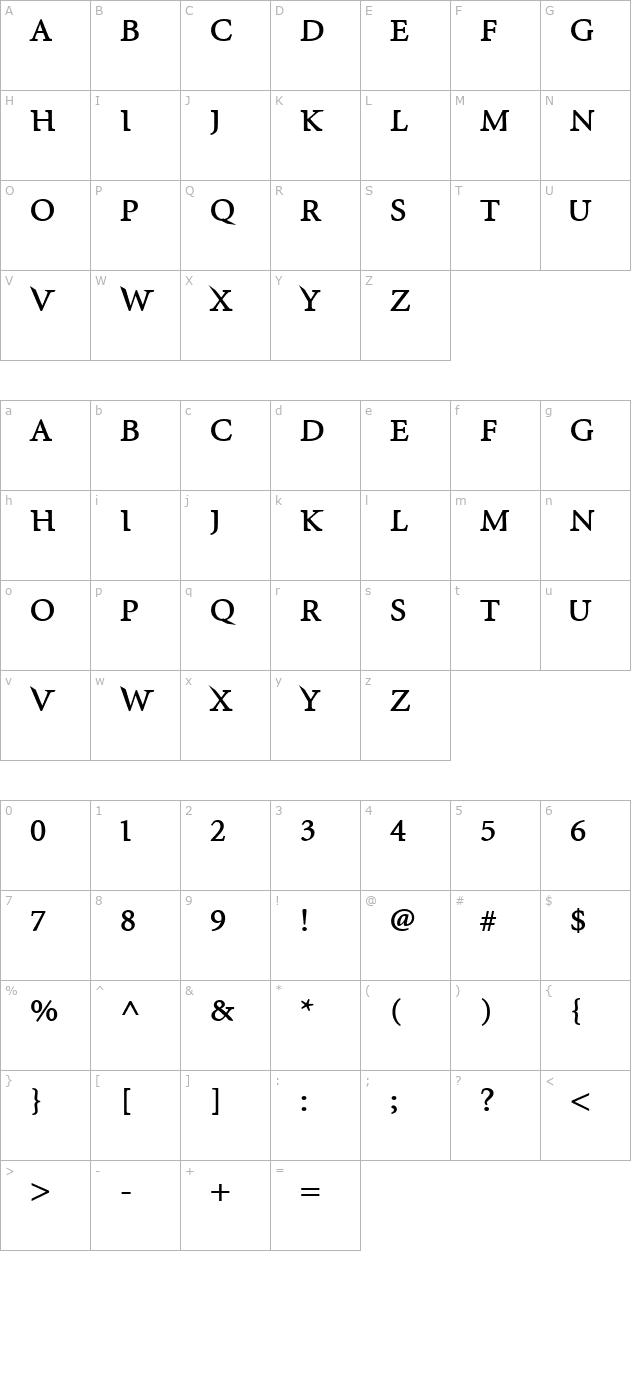 InfraRed ExtraBold character map