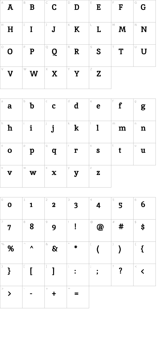 inika-bold character map