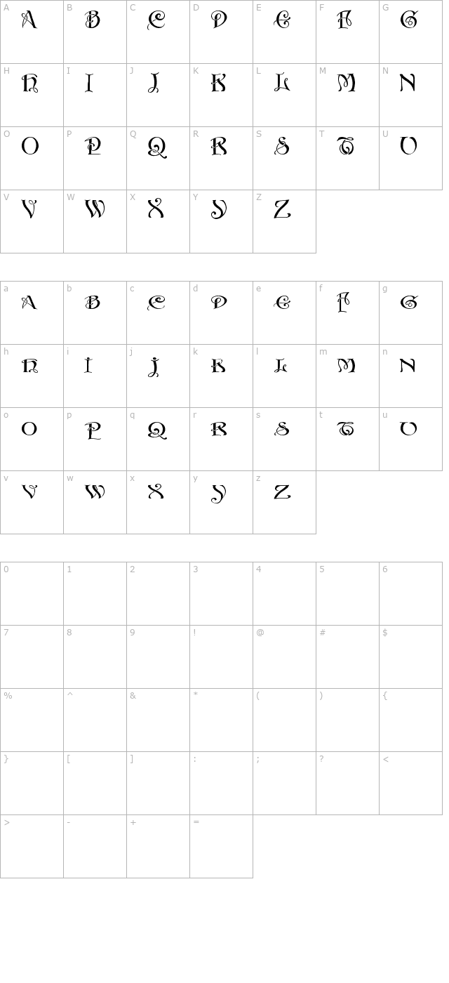 Initials With Curls character map