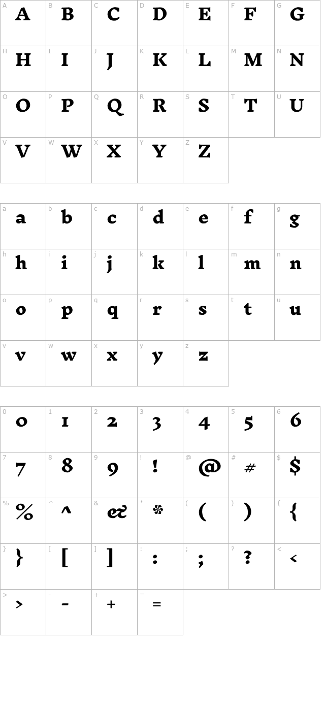 Inknut Antiqua ExtraBold character map