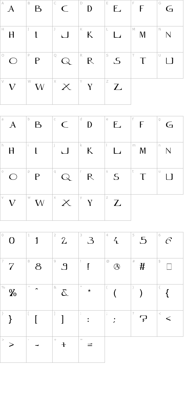 innamoramento-regular character map