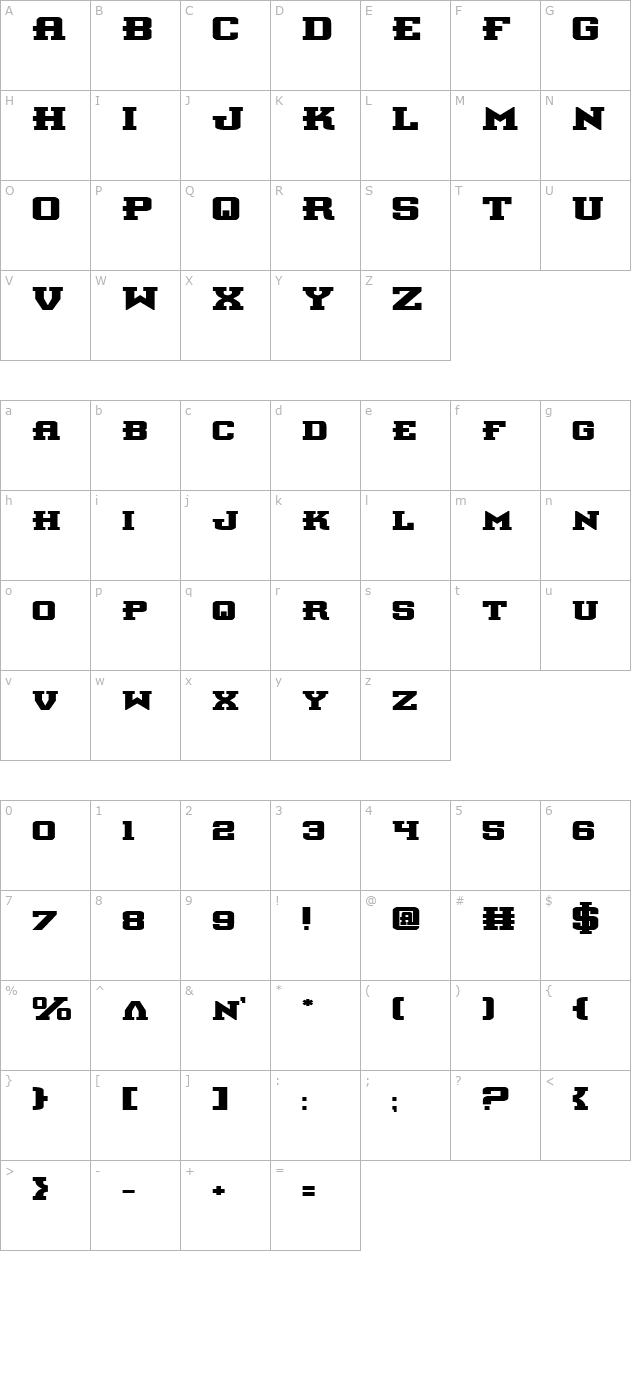 interceptor-bold-expanded character map