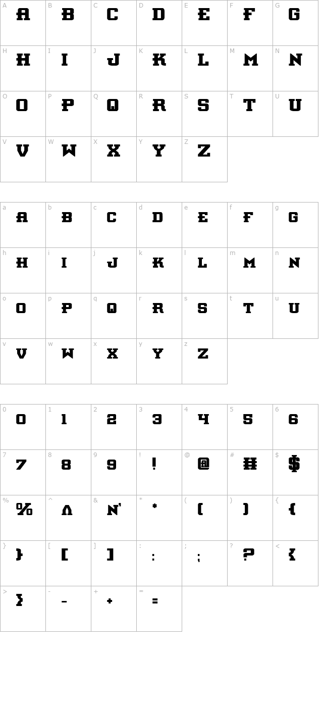 Interceptor Bold character map