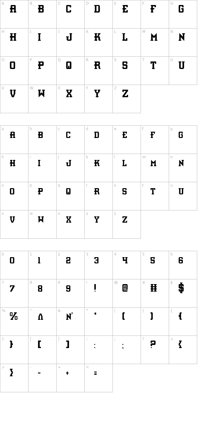 Interceptor Condensed character map