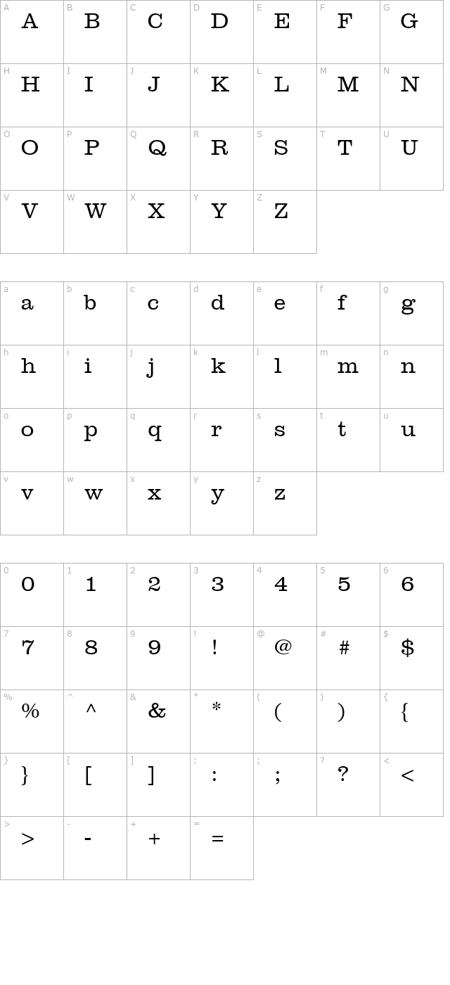 Introit Light SSi Light character map