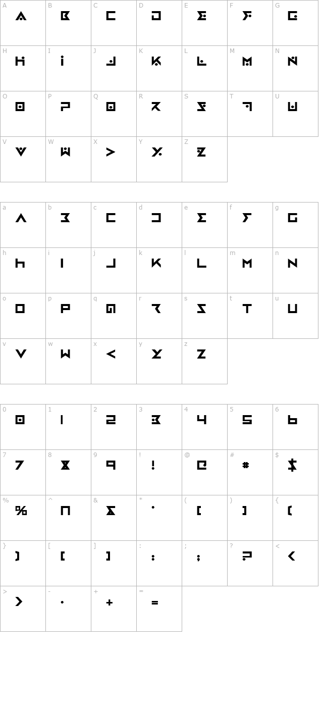 Iron Cobra Bold character map