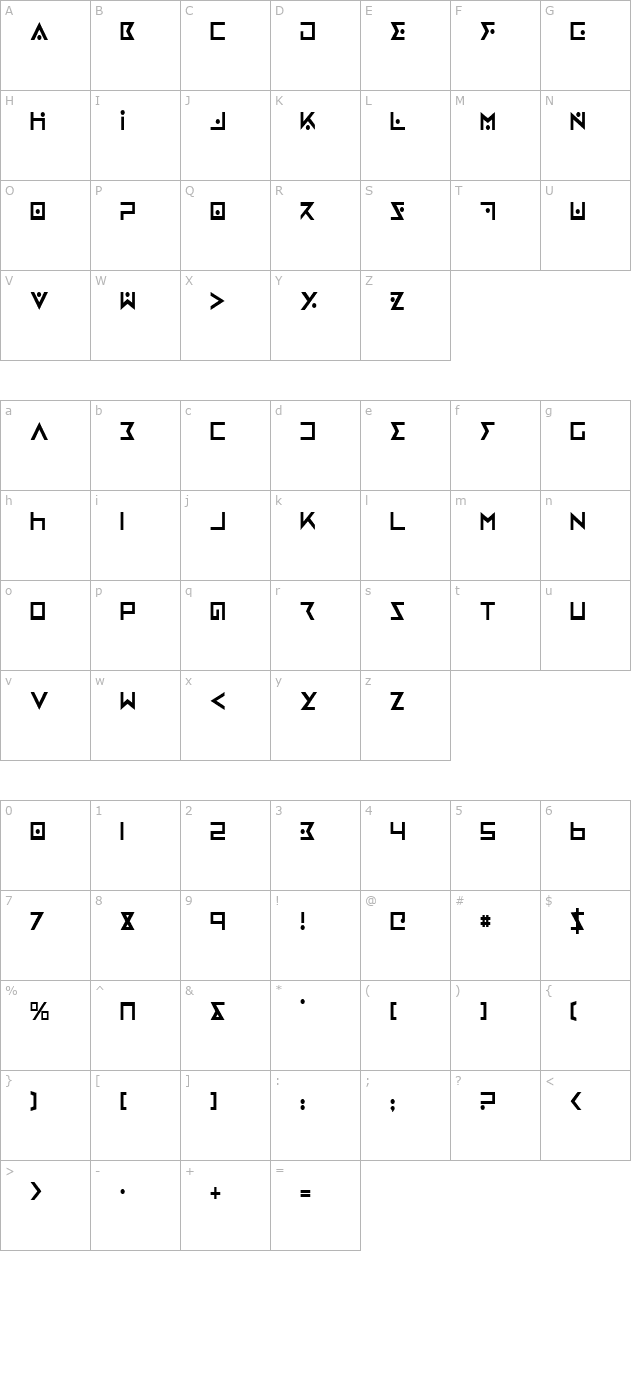 Iron Cobra Condensed character map