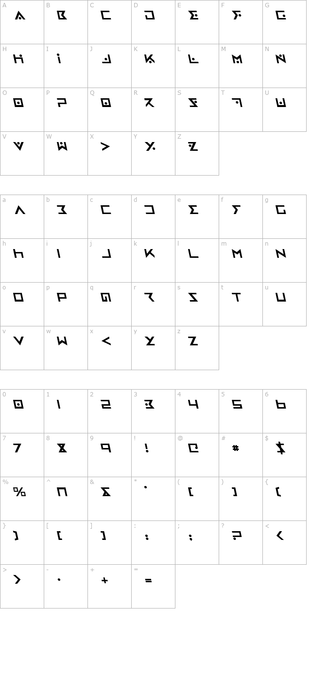 Iron Cobra Leftalic character map