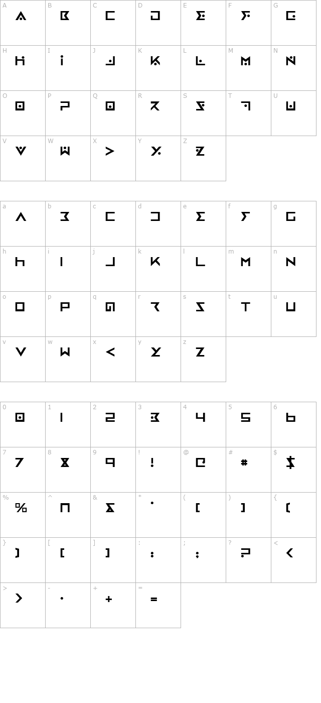 Iron Cobra character map