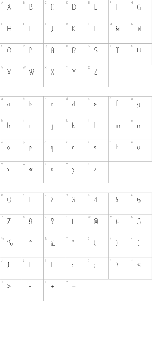 janesville-51-otf character map